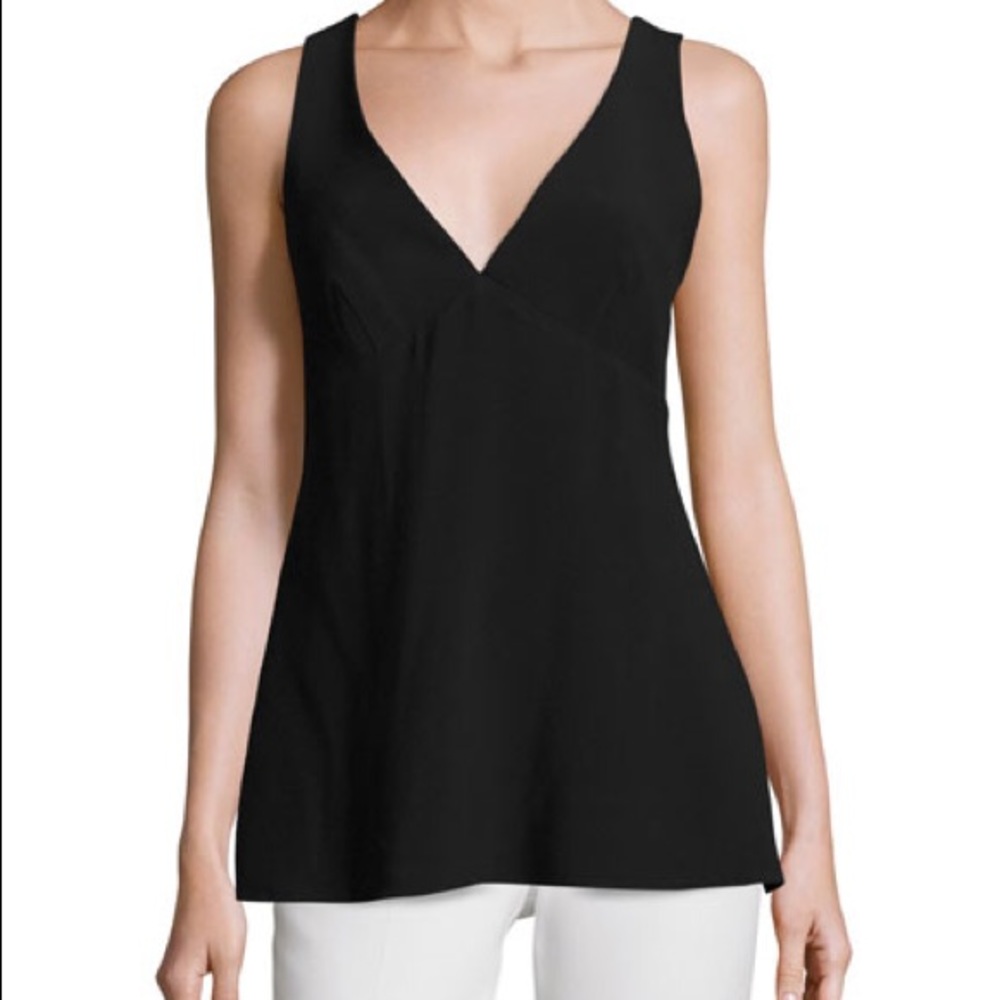 Theory Lunette Satin-Back Crepe Top in Black